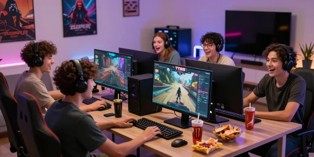 Friends enjoying a gaming session on TX88 platform, sharing excitement and good times.