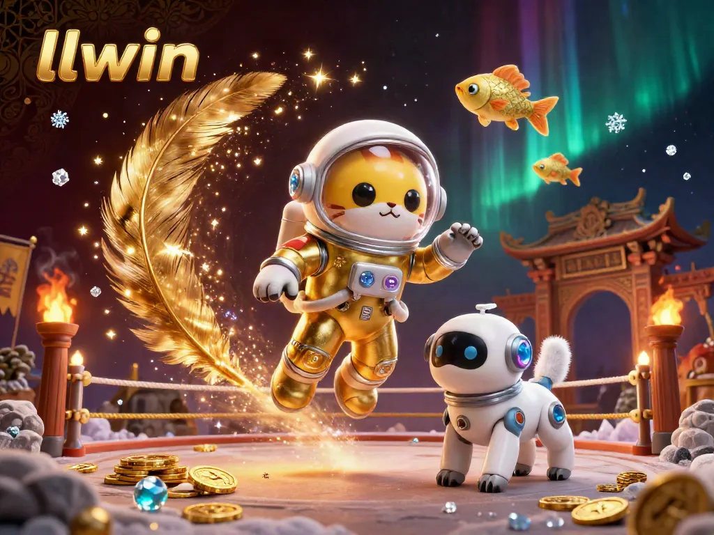 Experience the thrilling adventure with llwin's cartoon creatures exploring a vibrant arcade filled with dynamic gaming elements.