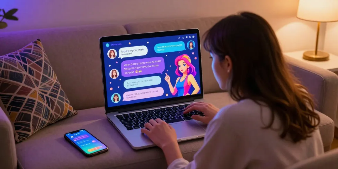 Engaging scene of interactive ecchi AI chat with young couple exploring playful digital conversations.