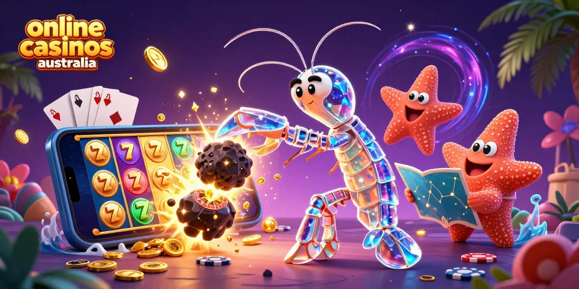 Explore online casinos Australia with vibrant 3D illustration of galactic samurai fighting for riches.