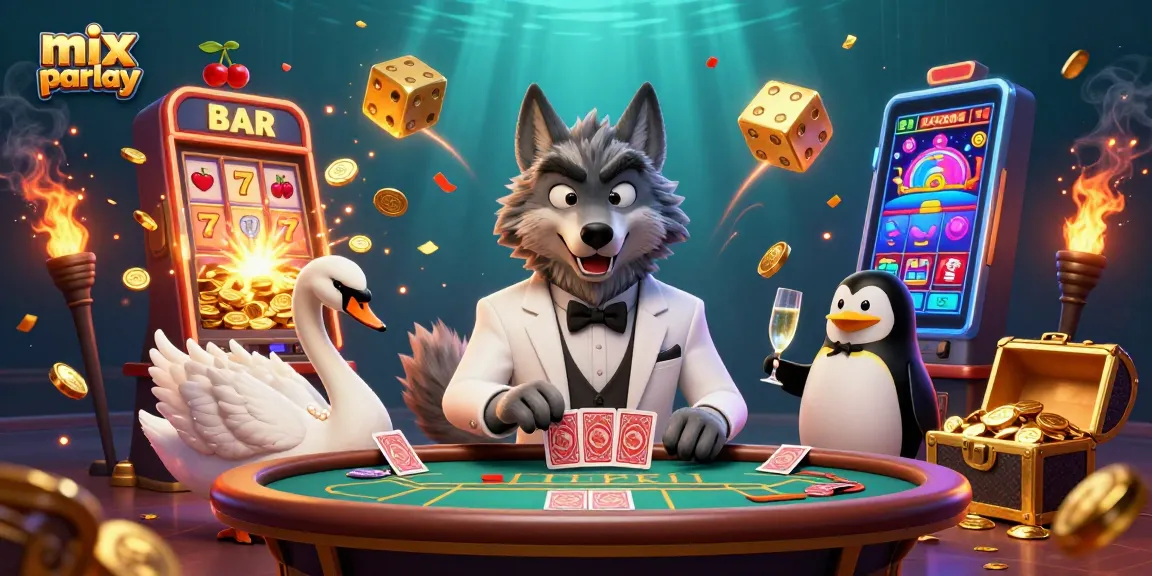 Engage with the mix parlay excitement in this vibrant casino illustration featuring dynamic gaming elements.